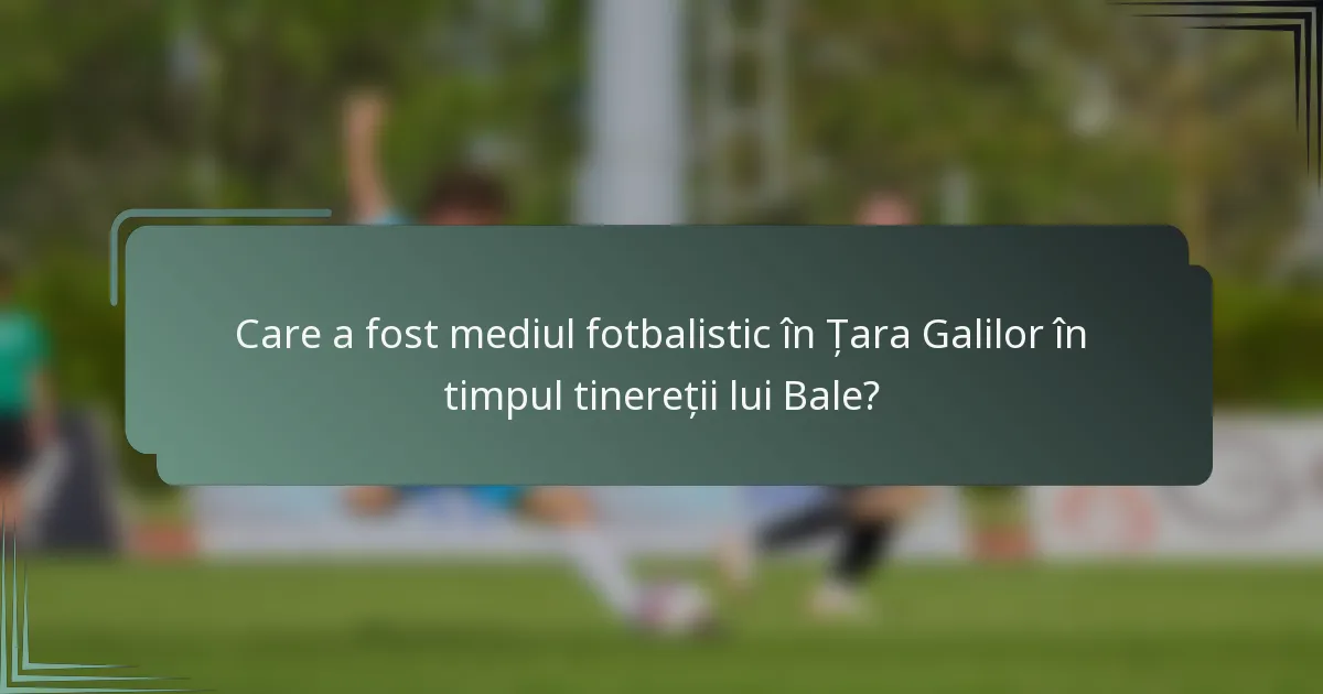 Care a fost mediul fotbalistic în Țara Galilor în timpul tinereții lui Bale?