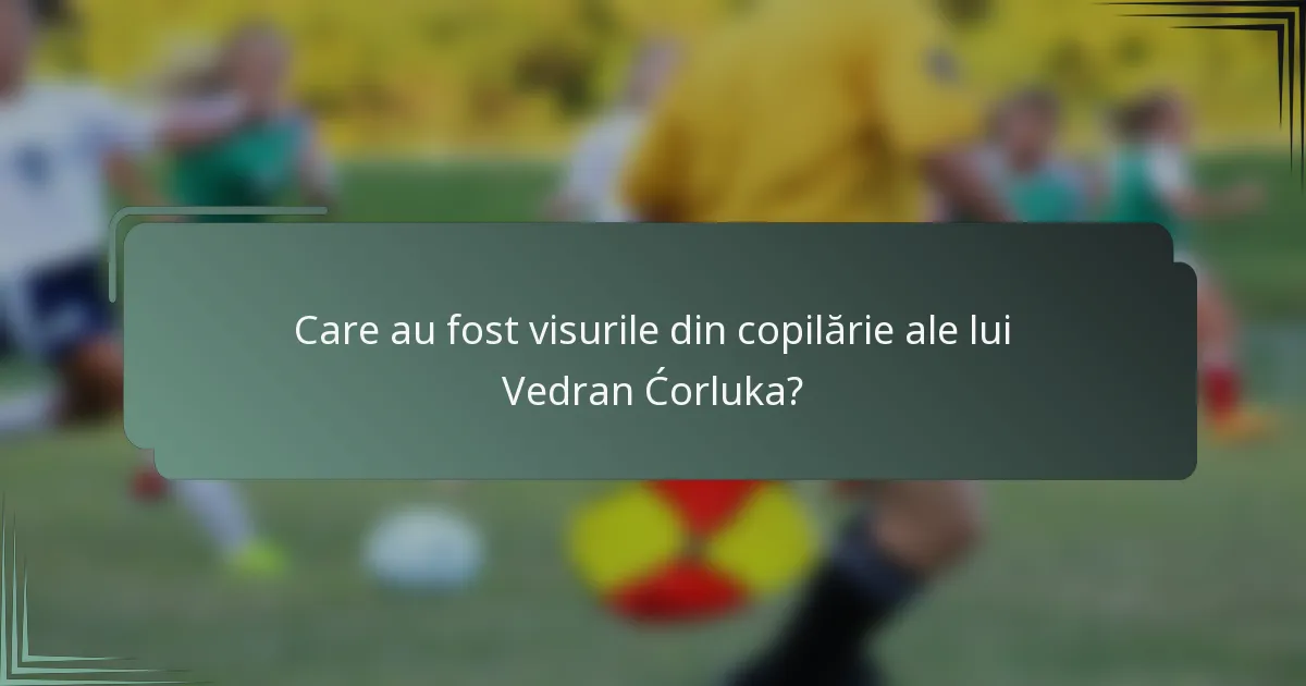 Care au fost visurile din copilărie ale lui Vedran Ćorluka?