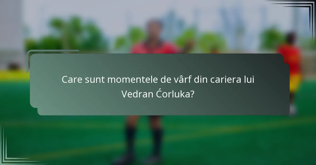 Care sunt momentele de vârf din cariera lui Vedran Ćorluka?