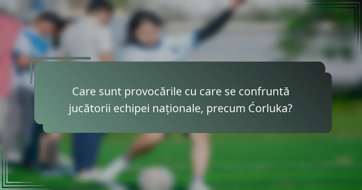 Care sunt provocările cu care se confruntă jucătorii echipei naționale, precum Ćorluka?
