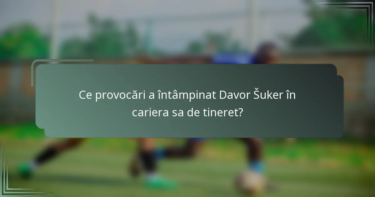 Ce provocări a întâmpinat Davor Šuker în cariera sa de tineret?