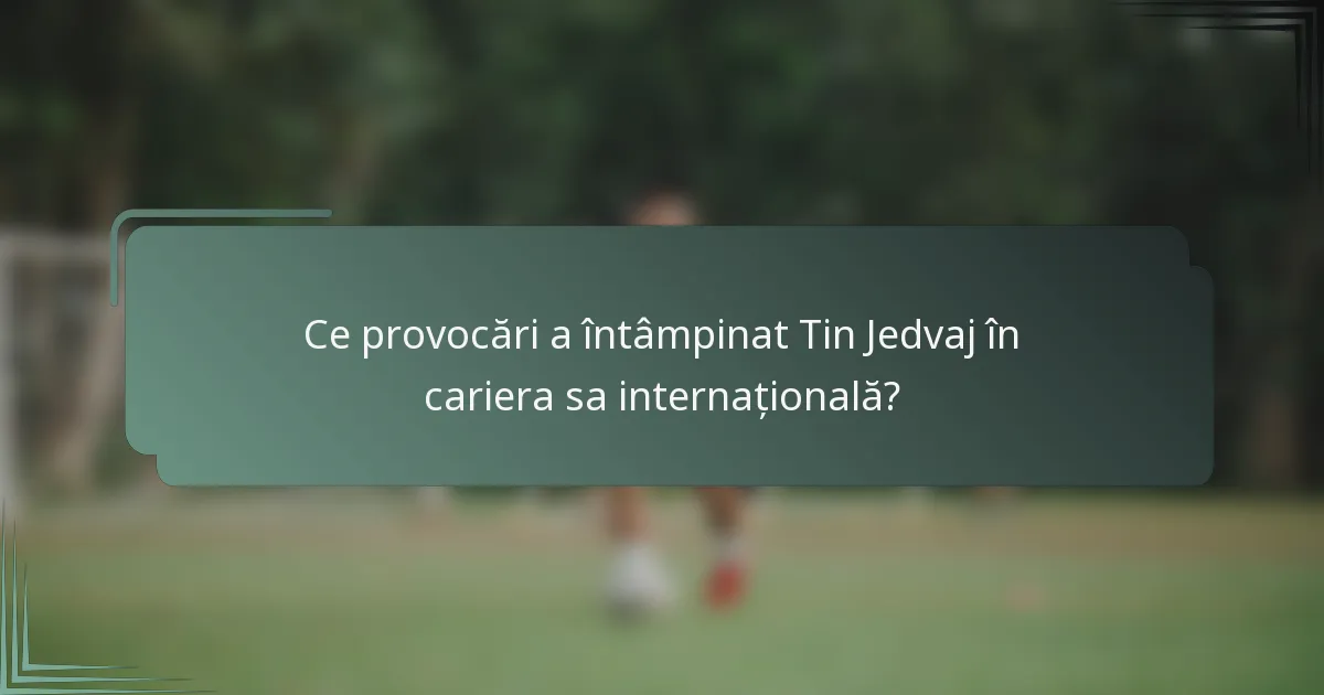 Ce provocări a întâmpinat Tin Jedvaj în cariera sa internațională?