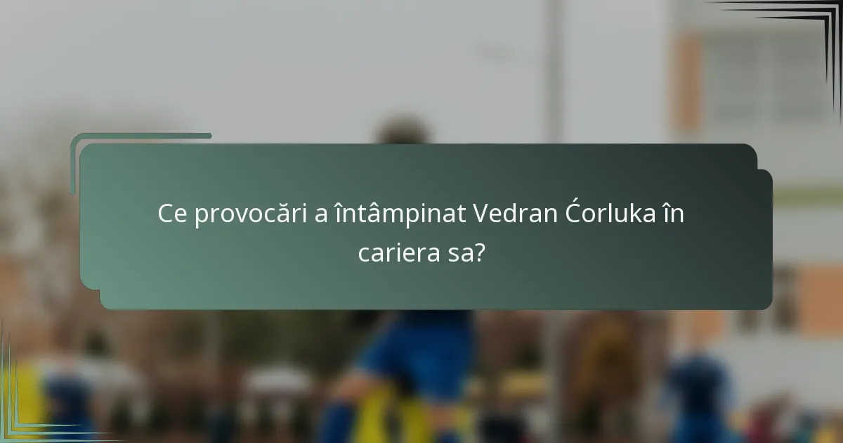 Ce provocări a întâmpinat Vedran Ćorluka în cariera sa?