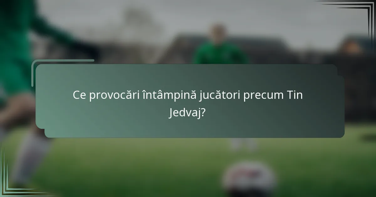 Ce provocări întâmpină jucători precum Tin Jedvaj?