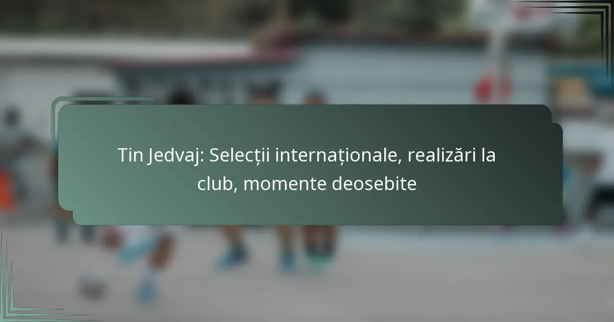 Tin Jedvaj: Selecții internaționale, realizări la club, momente deosebite
