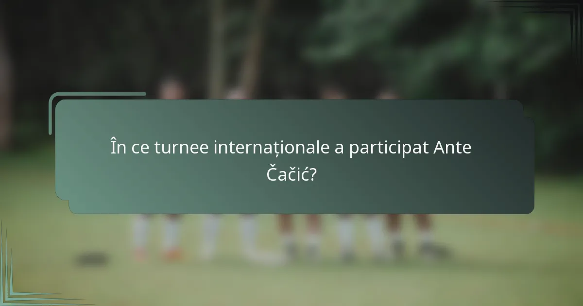 În ce turnee internaționale a participat Ante Čačić?